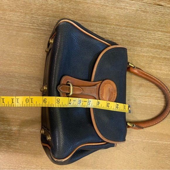 Dooney & Bourke Navy and Brown Leather Satchel - Picture 4 of 14